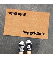 Hoş Geldiniz Güle Güle Tasarım Kapı Önü Ve Ev Içi Paspas 45x75 Cm (Kahverengi)