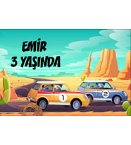 Yarış Arabası Temalı Doğum Günü Afişi 35X50 cm