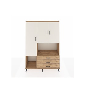 Hyperion Dolap 6 Raflı 3 Çekmeceli 3 Kapaklı 132x44x195 Çam-Aytaşı/Çam