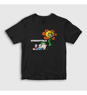 Presmono Unisex Çocuk Siyah Flowey Undertale T-Shirt 32095tt