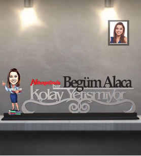 Kişiye Özel Öğretmen Karikatürlü Kolay Yetişmiyor Ahşap Biblo Bayan-19
