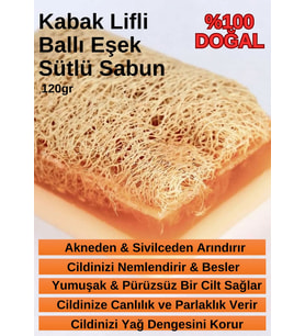 Doğal Kabak Lifli Ballı Eşek Sütlü %100 El Yapımı Sabun