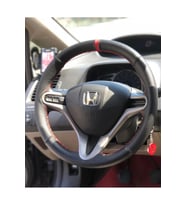 DİKİŞLİ DERİ DİREKSİYON KILIFI NOKTA/DAMAR KIRMIZI YÜZÜK KIRMIZI DİKİŞ HONDA CİVİC HIZLI KARGO