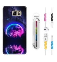 Samsung S7 Edge S20 Fe Plus Ultra S21 S22 Kılıf Kablo Koruma Spiral Silikon Star Planet 1652