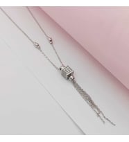 Gümüş Küp Model Zirkon Taşlı Sallantılı Kolye 925 Ayar (Karışık)