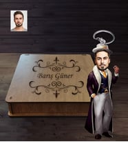 Kişiye Özel Kabadayı Karikatürlü Ahşap Anahtarlık Kutulu Bay-4