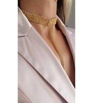 8 Sıralı Zincir Dokuma Sallantılı Vücut Tasma Choker Silver Gold Renk El Yapımı Kolye