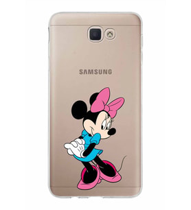 Samsung Galaxy J7 Prime Kapak Minnie Mouse Tasarımlı Şeffaf Silikon Kılıf