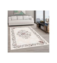 Rovigo Home Dijital Baskı Yıkanabilir Kaymaz Taban Salon Halısı RVG1919 (Beyaz)