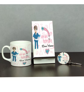 Cerrahi Hemşire Üçlü Set (Kupa + Telefon Standı + Anahtarlık)