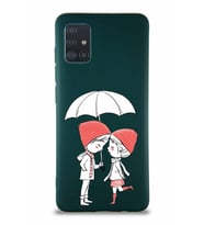 Samsung Galaxy M31S Soft Premier Kapak Aşk Tasarımlı Silikon Kılıf - Yeşil (Şeffaf)