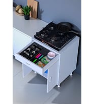 Eliusta Nıvera 60 cm Mutfak Dolabı Beyaz Ankastre 60x88x56 cm Ocak Dolabı Tüp Gizleyici Kapaklı Dolap