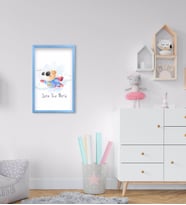 BK Home Kahraman Ayıcık Tasarımlı Dekoratif Mavi Ahşap Çerçeveli Çocuk Odası Tablo-1