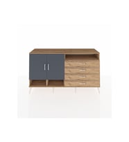 Kronos Konsol 5 Raflı 4 Çekmeceli 2 Kapaklı 176x59x99 Çam-Antrasit/Çam