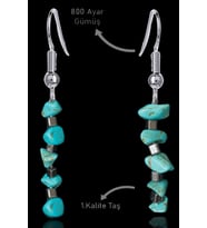 Sertifikalı Kırık Taşlı Model Turkuaz Taşı Küpe