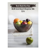 Akrilik Barok Füme Büyük Kare Meyve & Salata Kasesi & Karıştırma Kabı / 3,3 Lt (CAM DEĞİLDİR)