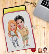 BK Gift Kişiye Özel Sevgililer Karikatürlü Taşınabilir Koruyucu Tablet Kılıfı & Organizer Çanta - Pembe-98