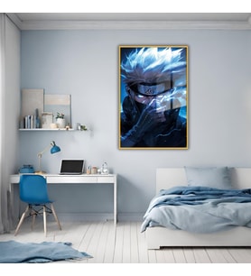 Metal Çerçeveli Cam Tablo Naruto Karakteri Kakashi Hatake (Gold)