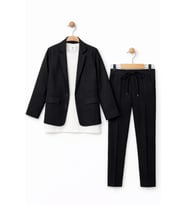 Erkek Çocuk Modern Casual Slim Fit Takım Elbise Ak2850 (Siyah)