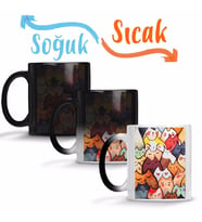 Sevimli Kediler Cats Sihirli Kupa Bardak Porselen