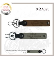 Motor Severlere, İsim Plaka ve 0 Rh (-) Kan Grubu, Özel Tasarım x2 Anahtarlık Set, Kül Gri-Kahve-Gr (Çok Renkli)