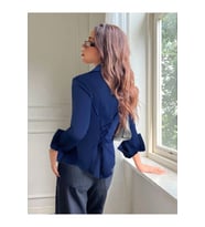 Kadın Arkası Bağcıklı Gömlek Slim Fit Günlük ve Ofis Kombin Modern Tasarım