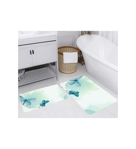 Rovigo Home Dijital Baskılı 2'li Banyo paspas Takımı RVG5256 (Yeşil)