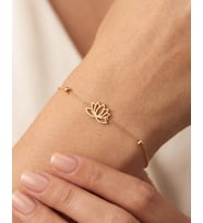 Sade Küçük Lotus Çiçeği 14 Ayar Altın Bileklik
