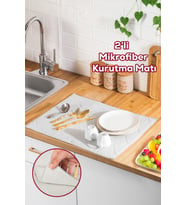 Porsima 3139 2li Mikrofiber Tezgah Üstü Kurutma Matı Süper Emici Bulaşıklık Gri Gri