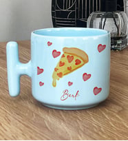 Kişiye Özel Pizza Lover Hediye Pastel T Kupa (Mavi)