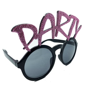 Party Yazılı Simli Pembe Renk Parti Gözlüğü 15x7 cm