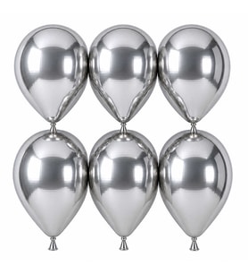 Gümüş Renk Lateks krom Balon (30 cm) - 6 Adet