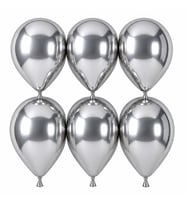 Gümüş Renk Lateks krom Balon (30 cm) - 6 Adet