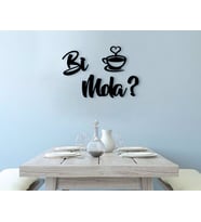 BK Home Bi Mola? Tasarımlı Ahşap Duvar Yazısı (Siyah)