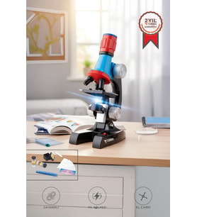 Mikroskop Led Işıklı 6-12 Yaş Çocuklar İçin Eğitici Bilim Mikroskobu Seti TSM01 Siyah