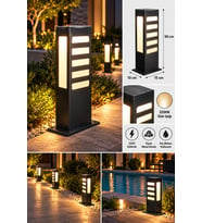 Siyah Metal Bahçe Aydınlatma Direği 50 cm 220V Gün Işığı LED Yürüyüş Yolu ve Peyzaj Lambası