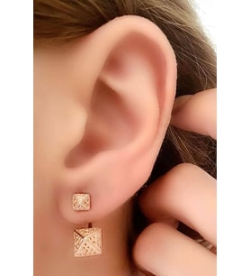 Sitrin taşlı gümüş rose earcuff tasarım cift küpe