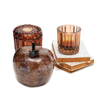 Dekoratif Amber Apple Heykel (16 cm) (Kahverengi)