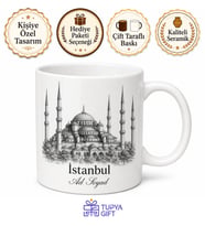Sultanahmet Camii Çizimli Altı Minareli Görkemli Mimari Kupa Bardak Hediye