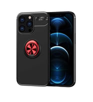 Apple iPhone 13 Pro Max Kılıf Zore Ravel Yüzüklü Silikon Kılıf (Siyah-Kırmızı)