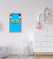 BK Home Tatlı Canavar Tasarımlı Dekoratif Pembe Ahşap Çerçeveli Çocuk Odası Tablo-1