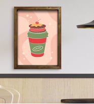 BK Gift Cafe & Bar & Restaurant Konseptli Doğal Masif Ahşap Çerçeveli Tablo 45x65cm-87