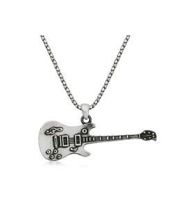 925 Ayar Gümüş Elektro Gitar Erkek Kolye