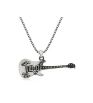 925 Ayar Gümüş Elektro Gitar Erkek Kolye