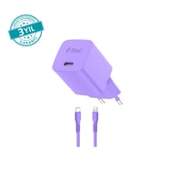 ttec SmartCharger GAN 20W PD Seyahat Hızlı Şarj Aleti + USB-C - Lightning 120cm Kablo Neon