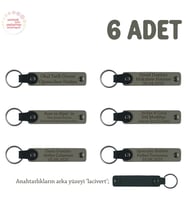Kül Gri & Lacivert, Yoga Ekibine Özel Üzerinde İsim Yazılı Hatıra Anahtarlık 6’lı Set, Armağan