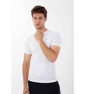 Maraton SlimFit Erkek Bisiklet Yaka Beyaz T-shirt
