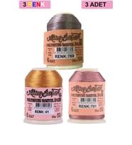 3 Adet Altınbaşak Oya ve Dantel İpi 20 gr - Royaleks - No: 041 - 701 - 769