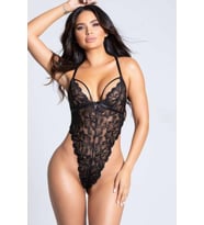 TİSTA Kadın Siyah Arkası Açık İp Detaylı Fantezi Babydoll