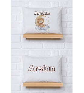 Pia Baby Premium %100 Pamuk İkili İsim Yazılı Erkek Bebek Yastık Kılıfı – 35x45 cm Organik Baskı 5015-13 (Ekru)